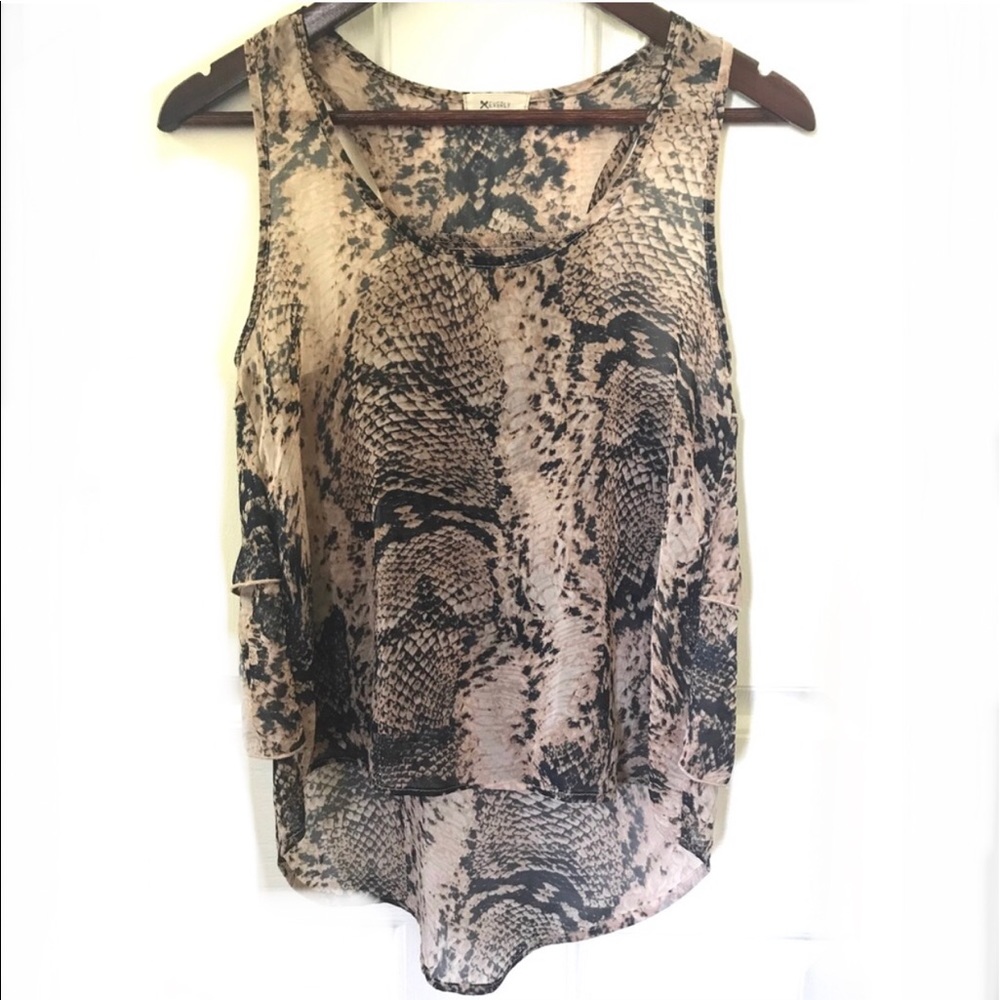 Everly snake-print tiered-racerback tank top